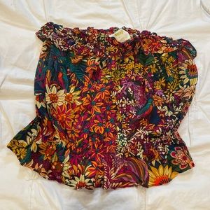 Maeve Floral strapless top